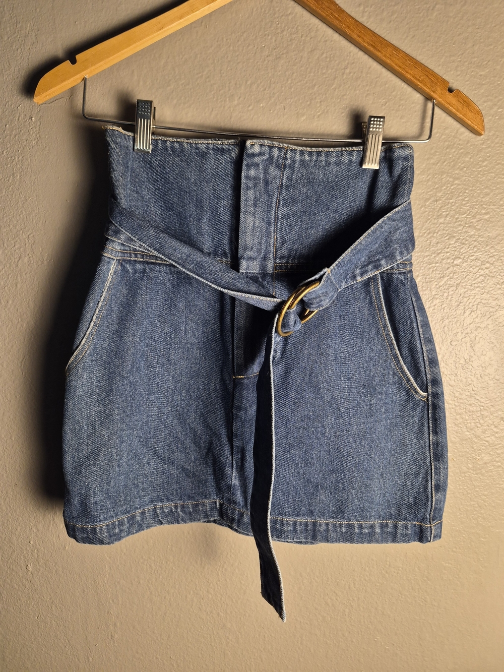 Dainty Hooligan Blue Denim High-Waist Belted Shorts